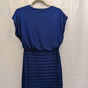 ADRIANNA PAPELL Cobalt Blue Blouson Shutter Pleat Cocktail Dress
